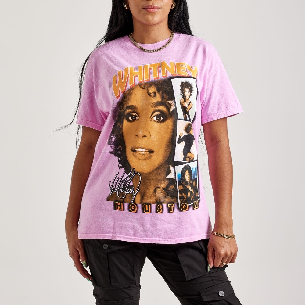 Whitney Houston Pink Graphic T-Shirt Size M Unisex NEW retro style